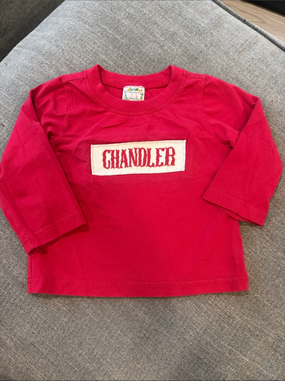 Red Kids Long-Sleeve Name Patch Shirt - Unbranded